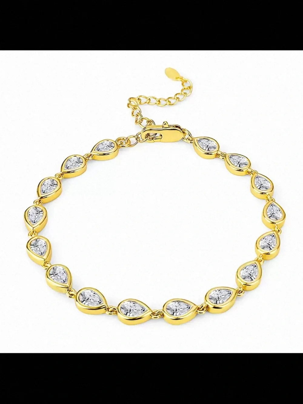18K Yellow Gold Plated Tennis Bracelet‎ Dainty Cubic Zirconia Chain Bracelet